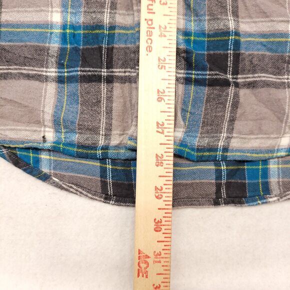 Urban Pipeline Madras Flannel Button Up Shirt Mens Size Large L Blue Gray - Picture 8 of 10